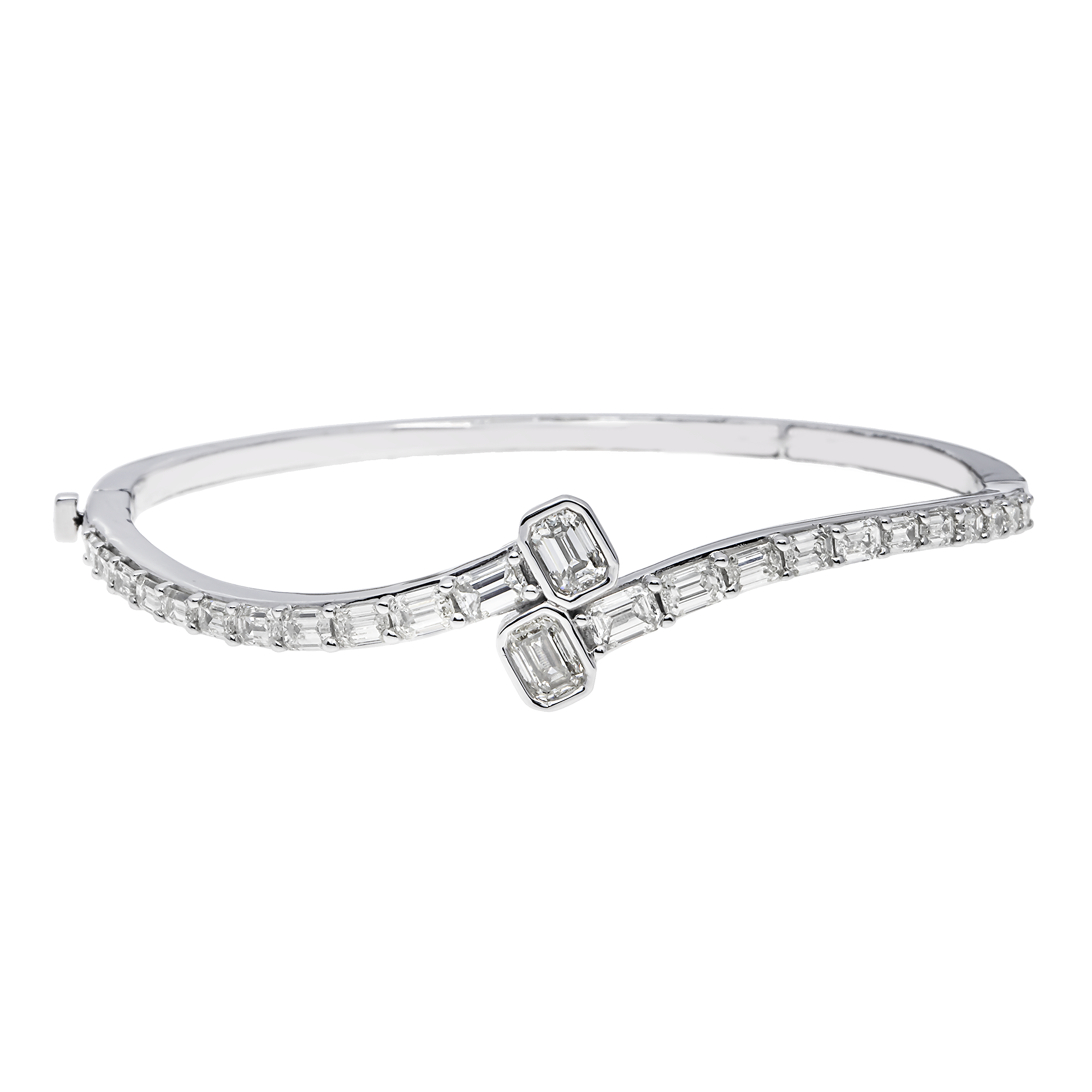 EMERALD CUT DIAMOND BANGLE - View 2