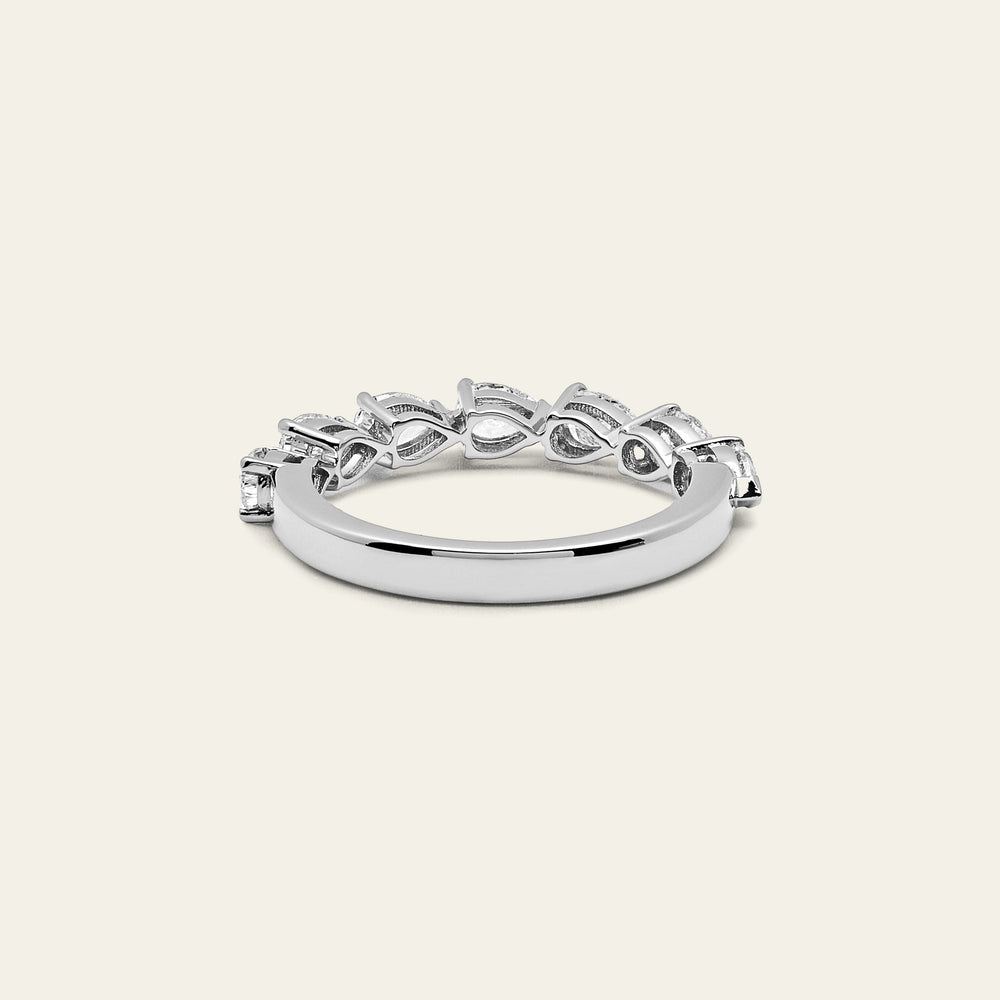 Pear-Shaped Diamond Half Eternity Gold Band - View 2