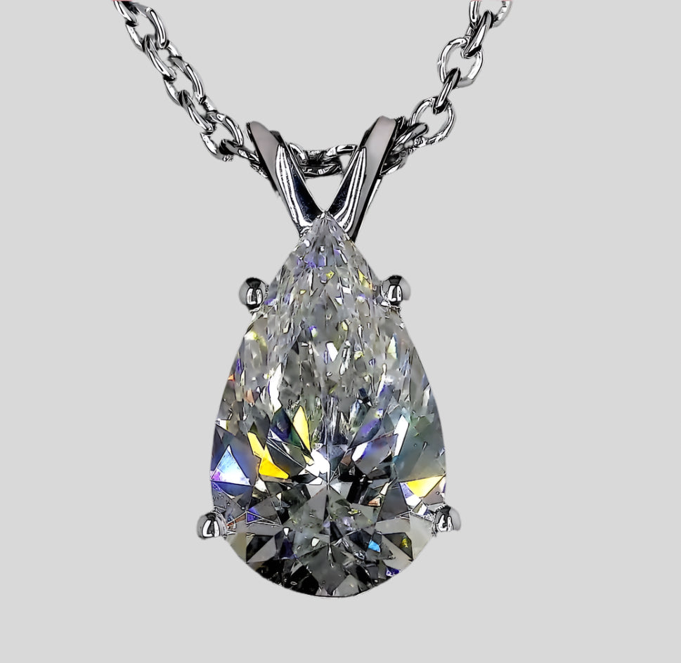 3.06 Carat Pear Diamond Necklace