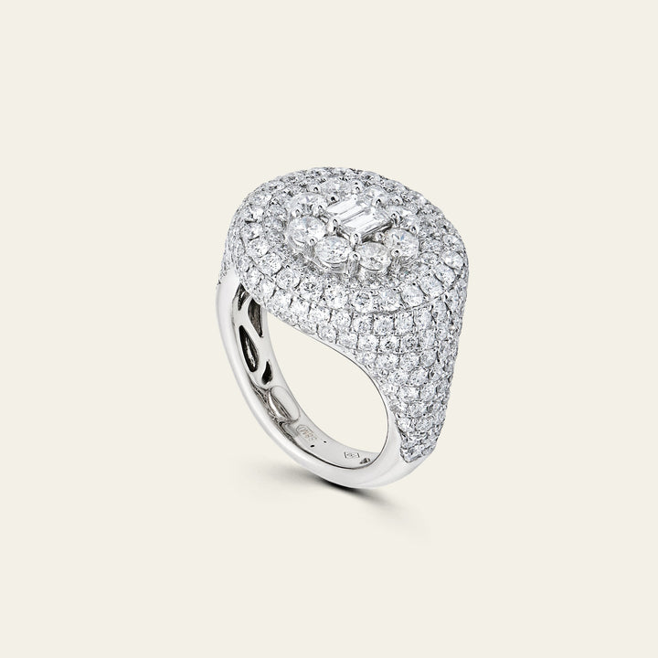 White Gold Diamond Ring With Emerald Cut Center Stone - View 5
