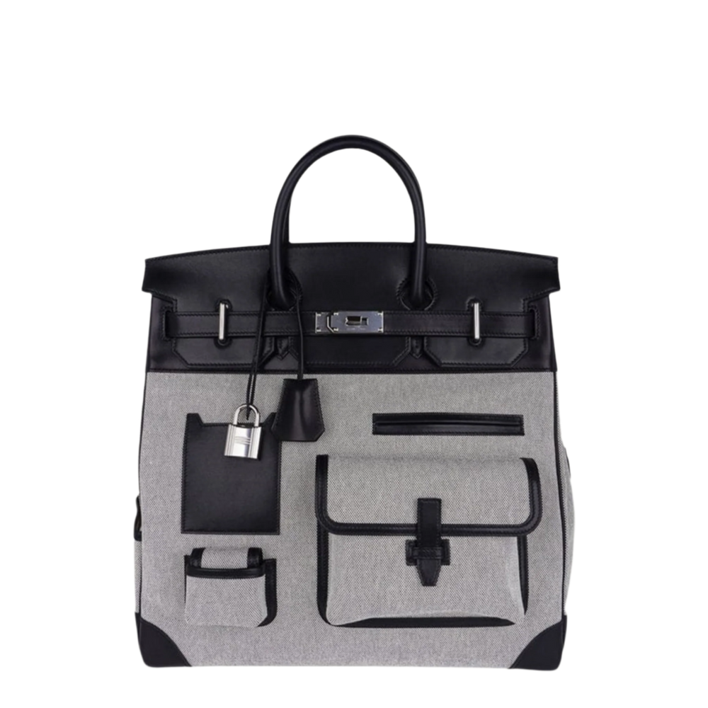 Hermès Birkin 40 Haut A Courroies Cargo Bag AA Ecru-Noir/Noir Palladium Hardware - View 7