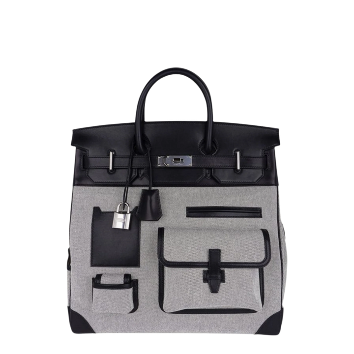 Hermès Birkin 40 Haut A Courroies Cargo Bag AA Ecru-Noir/Noir Palladium Hardware - View 7