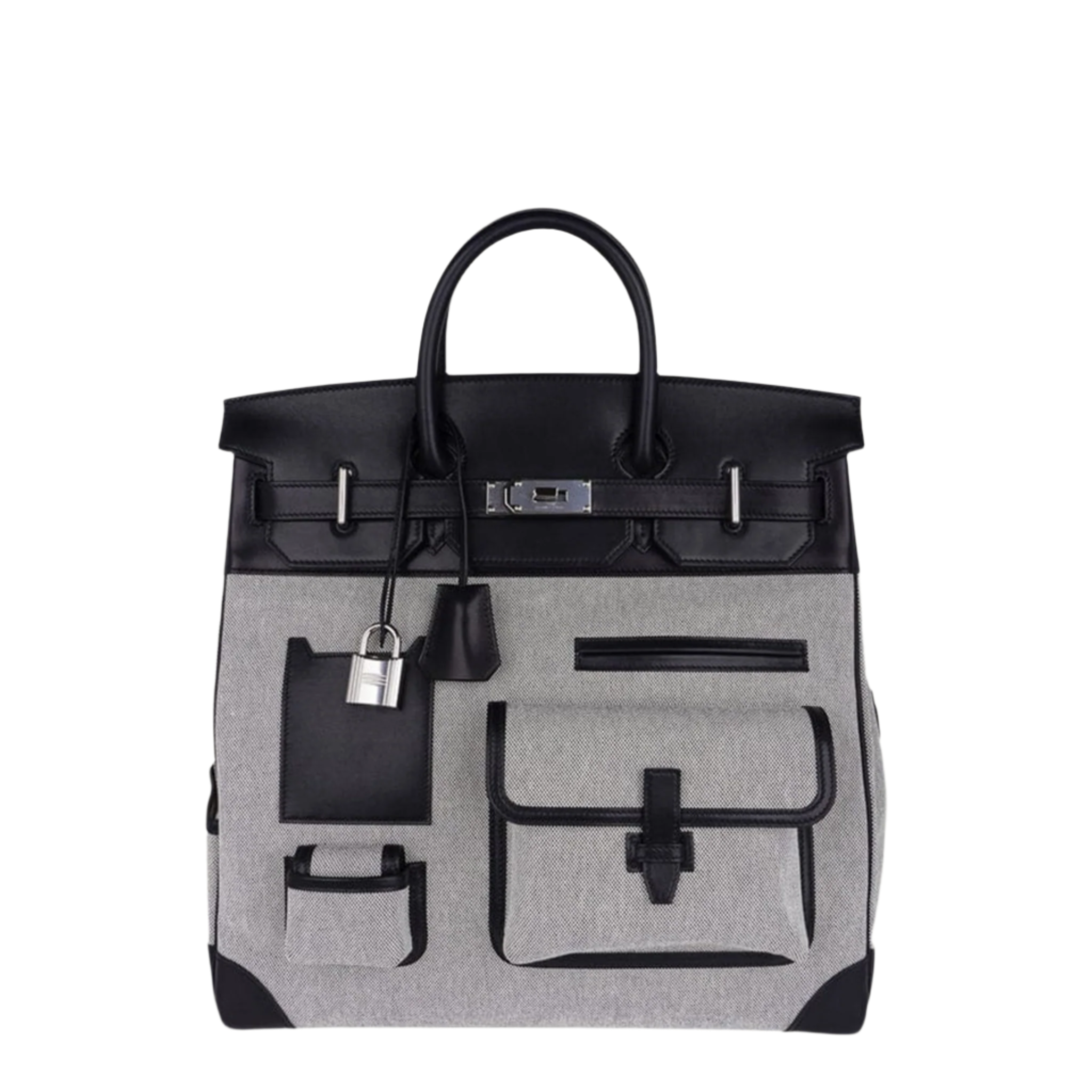 Hermès Birkin 40 Haut A Courroies Cargo Bag AA Ecru-Noir/Noir Palladium Hardware - View 7