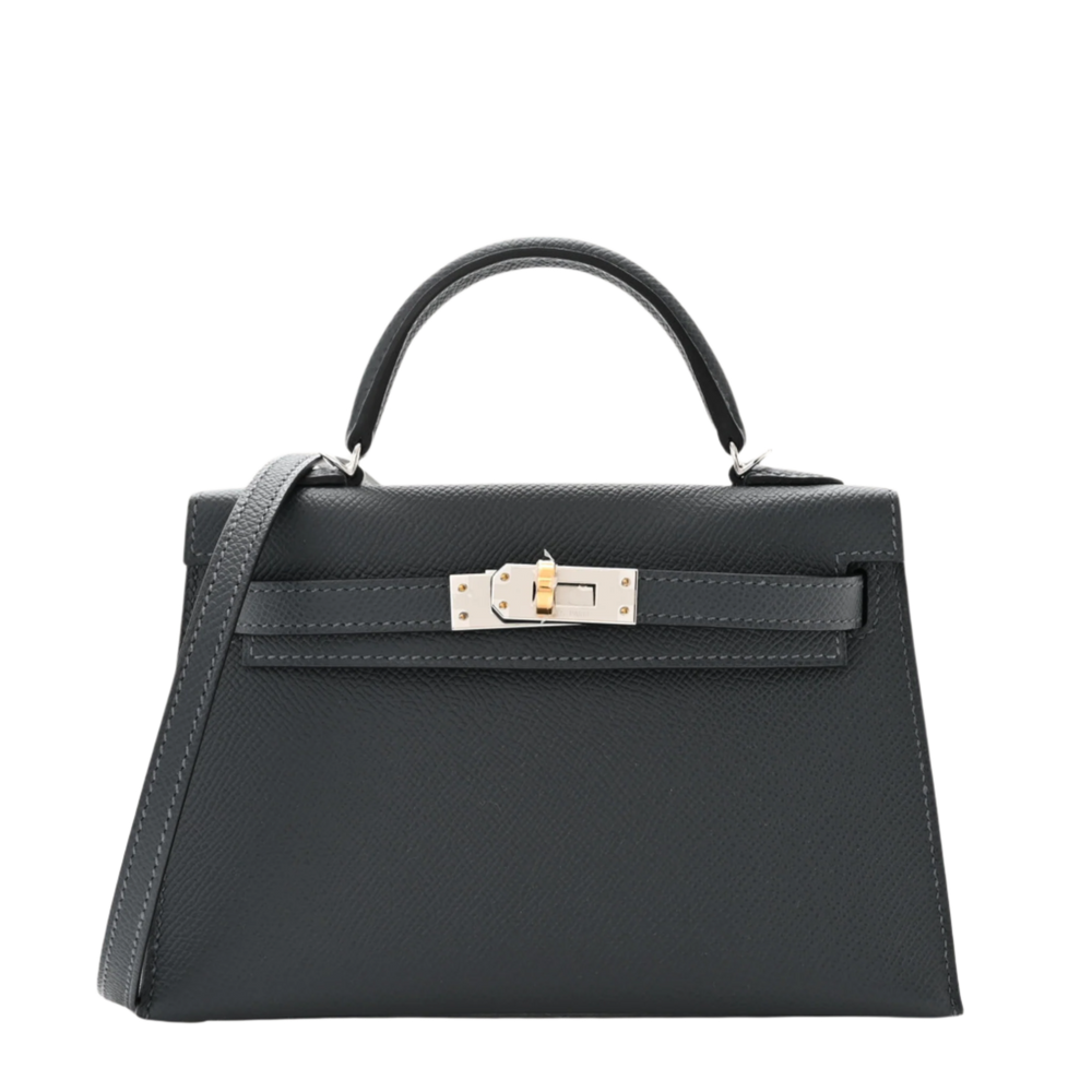 Hermès Kelly II Sellier Mini 20 Gris Misty Epsom Electrum Hardware - View 6