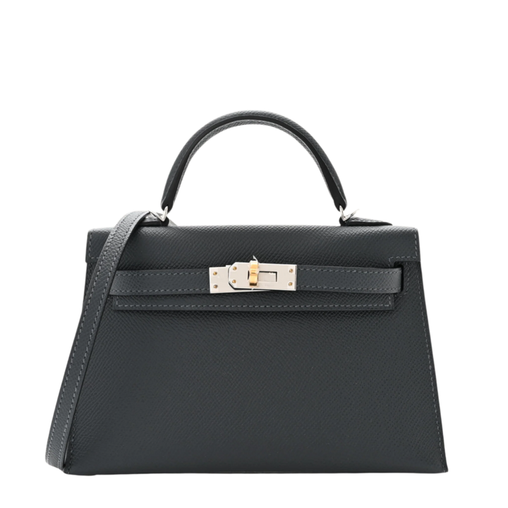 Hermès Kelly II Sellier Mini 20 Gris Misty Epsom Electrum Hardware - View 6