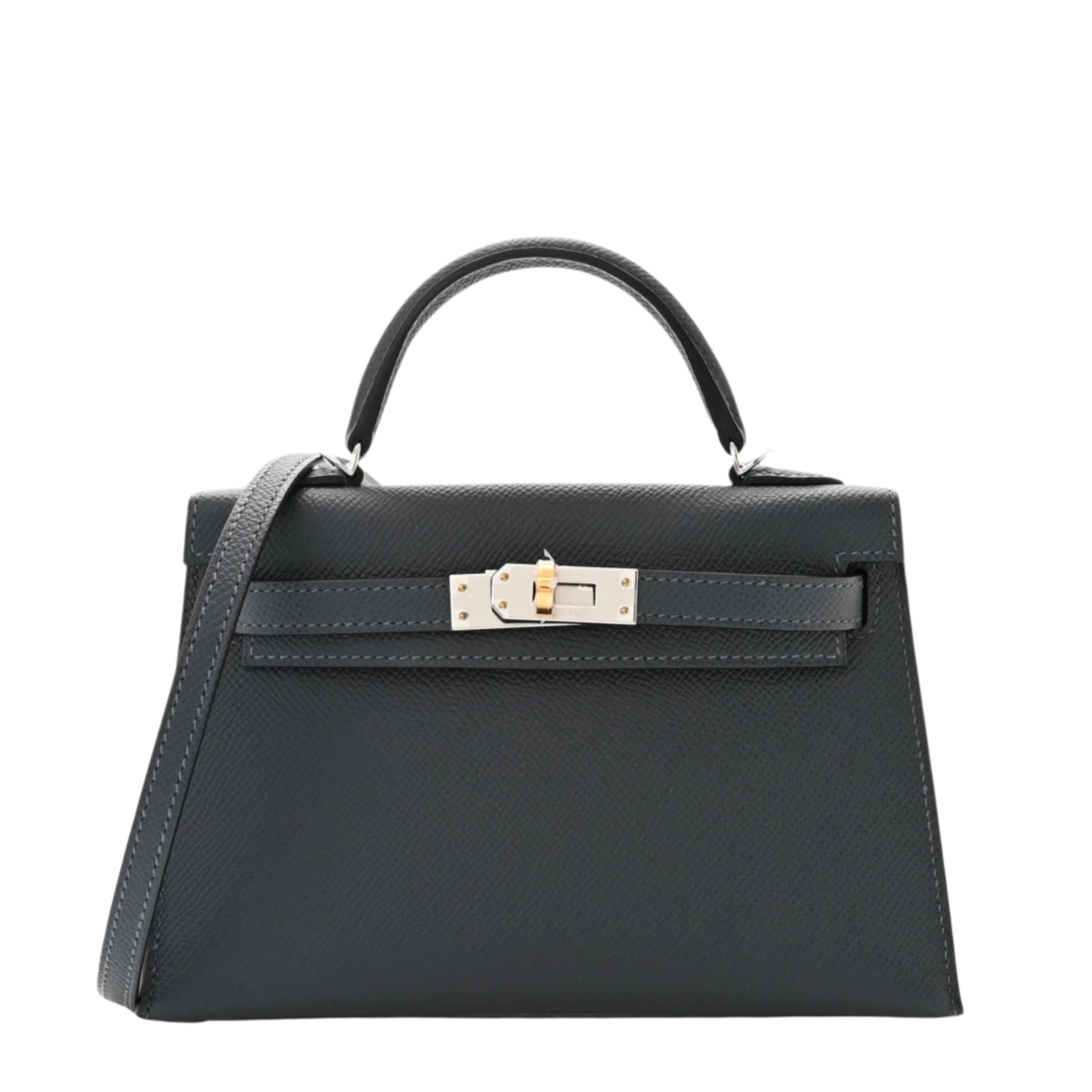 Hermès Kelly II Sellier Mini 20 Gris Misty Epsom Electrum Hardware - View 6