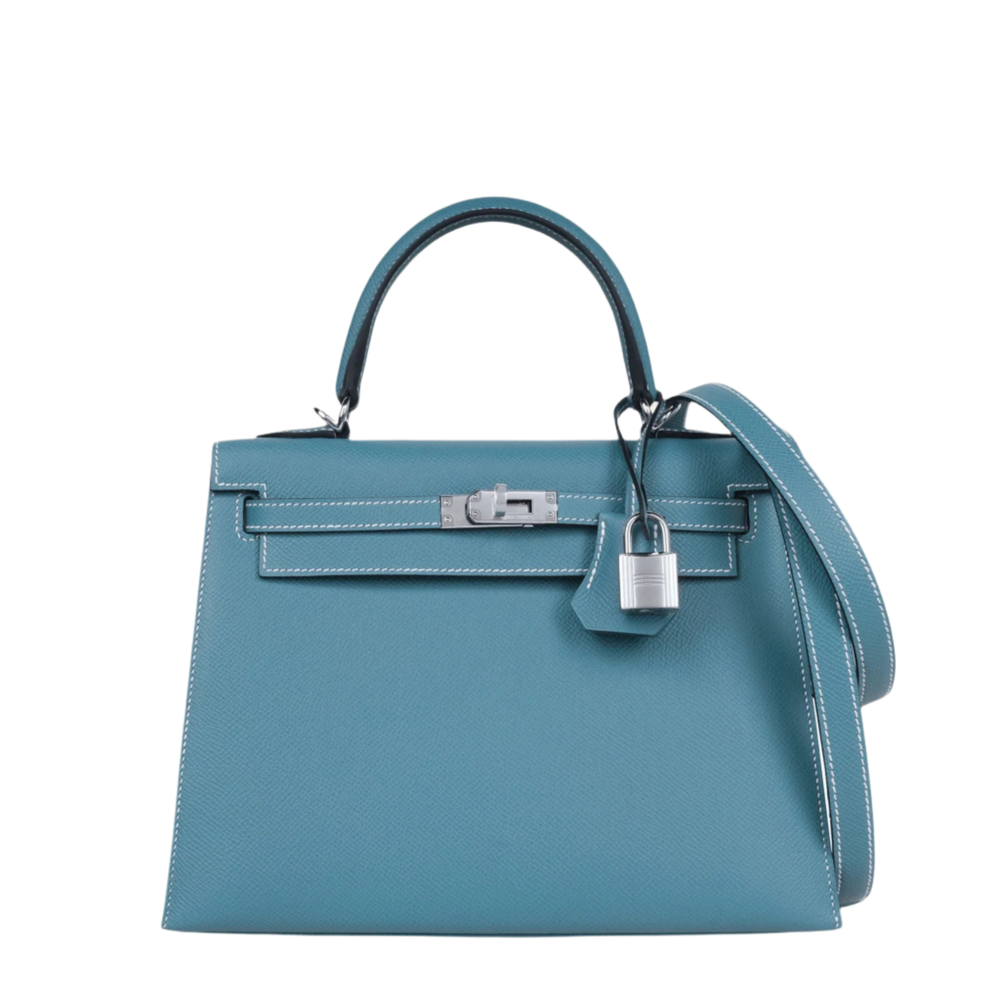 Hermès Kelly II Sellier 25 New Blue Jean Epsom Palladium Hardware