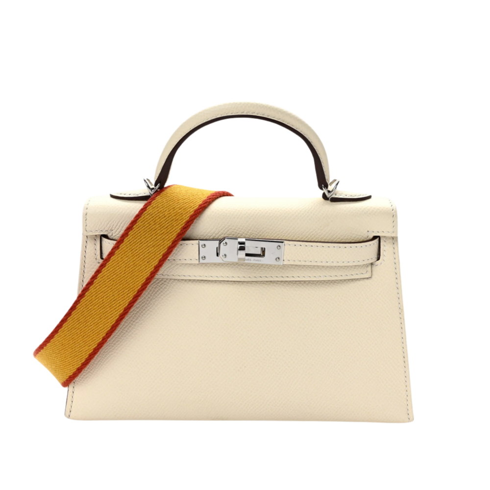 Hermès Kelly II Sellier Mini 20 Nata Jaune Amber-Brique Epsom Palladium Hardware - View 6