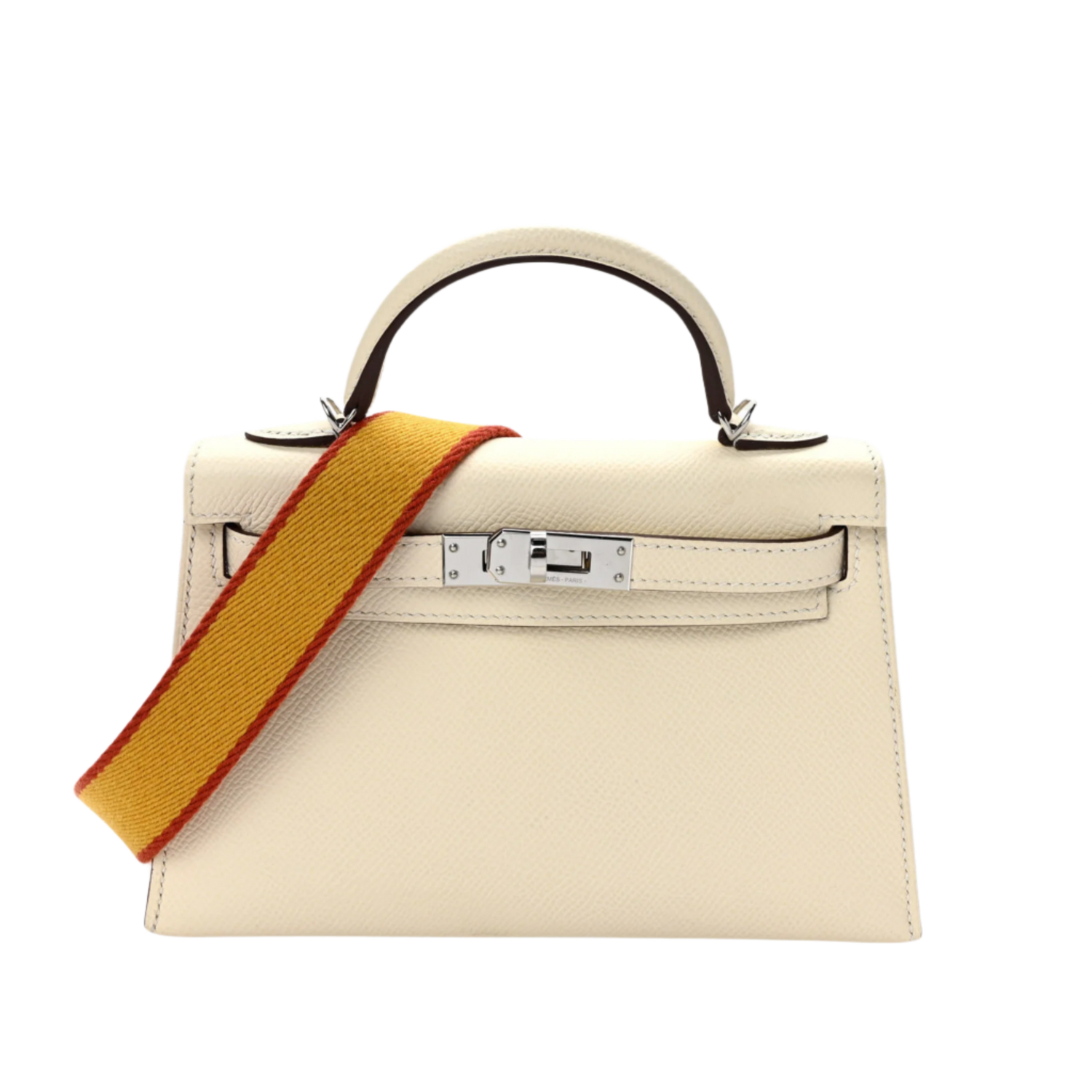 Hermès Kelly II Sellier Mini 20 Nata Jaune Amber-Brique Epsom Palladium Hardware - View 6