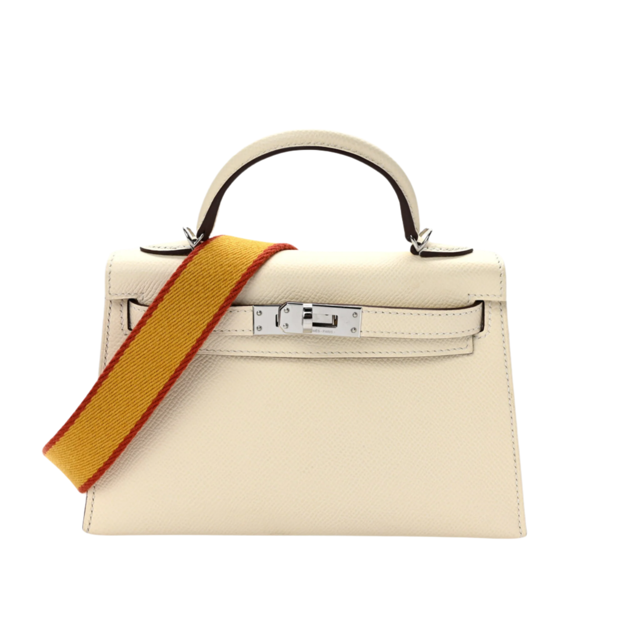 Hermès Kelly II Sellier Mini 20 Nata Jaune Amber-Brique Epsom Palladium Hardware - View 6