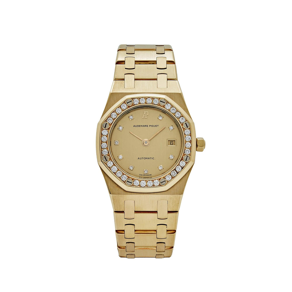 Audemars Piguet Royal Oak 14587/708BA 'Ladies' Yellow Gold Champagne Diamond Bezel Diamond Dial (1994) - View 3