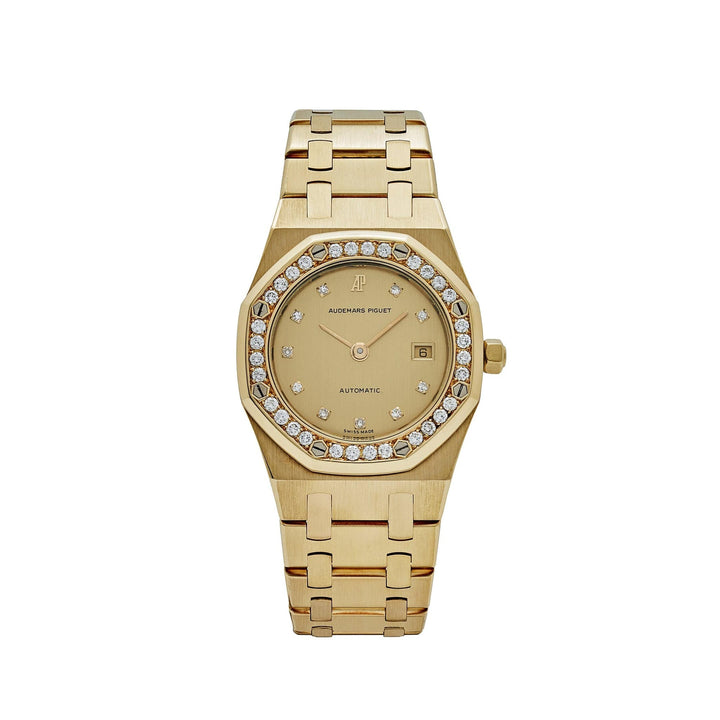 Audemars Piguet Royal Oak 14587/708BA 'Ladies' Yellow Gold Champagne Diamond Bezel Diamond Dial (1994) - View 3