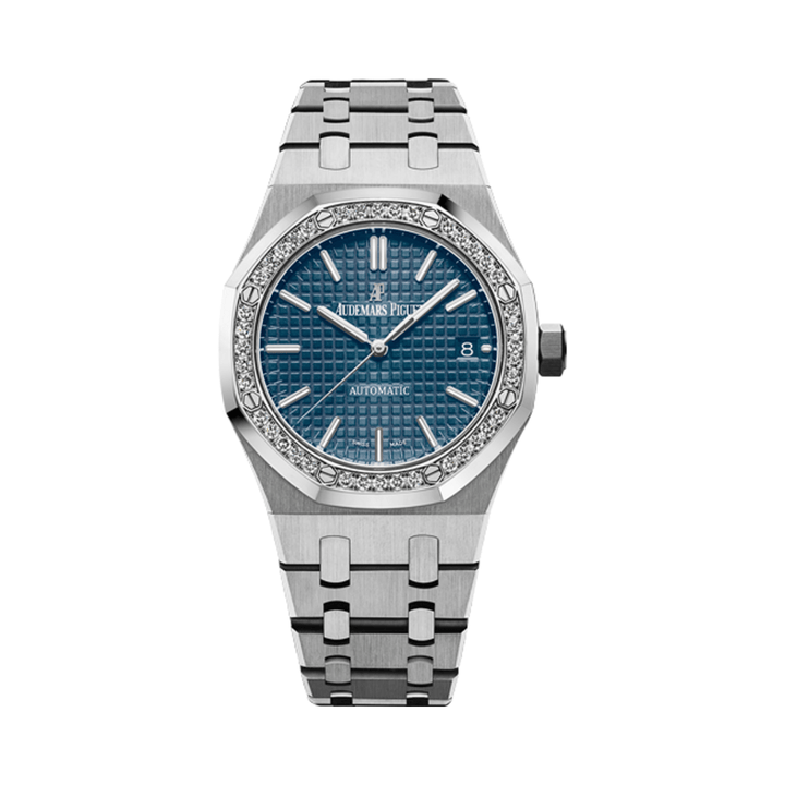 Audemars Piguet Royal Oak 15451ST.ZZ.1256ST.03 Acero inoxidable Esfera azul Bisel de diamantes