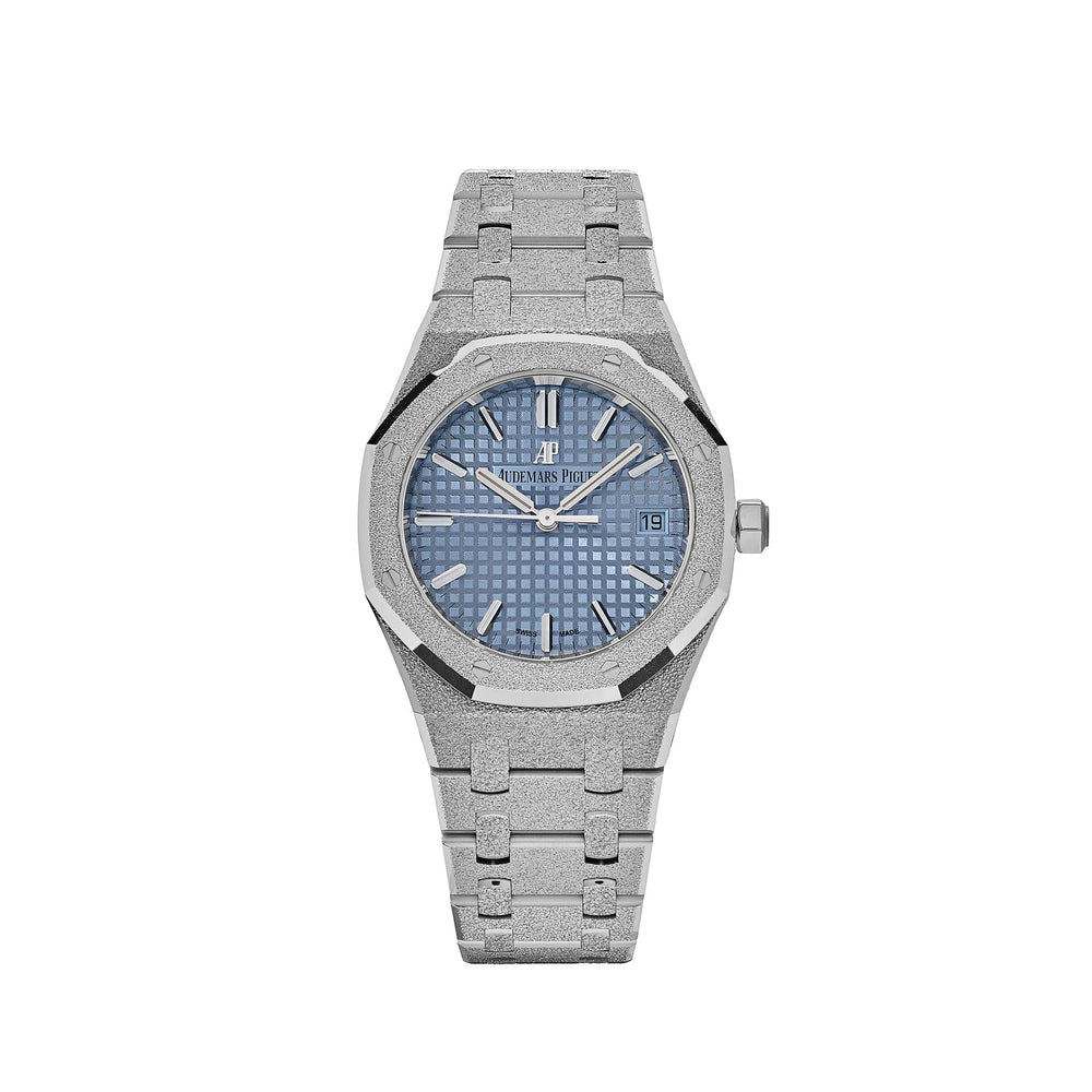 Audemars Piguet Royal Oak 77353BC.GG.1263BC.01 'Ladies' Selfwinding Frosted White Gold Light Blue Dial - View 6