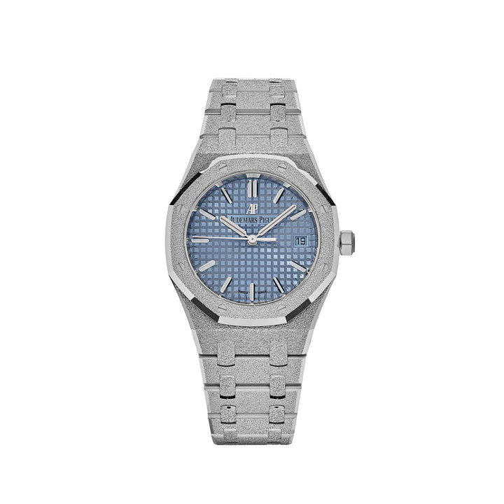 Audemars Piguet Royal Oak 77353BC.GG.1263BC.01 'Ladies' Selfwinding Frosted White Gold Light Blue Dial - View 6