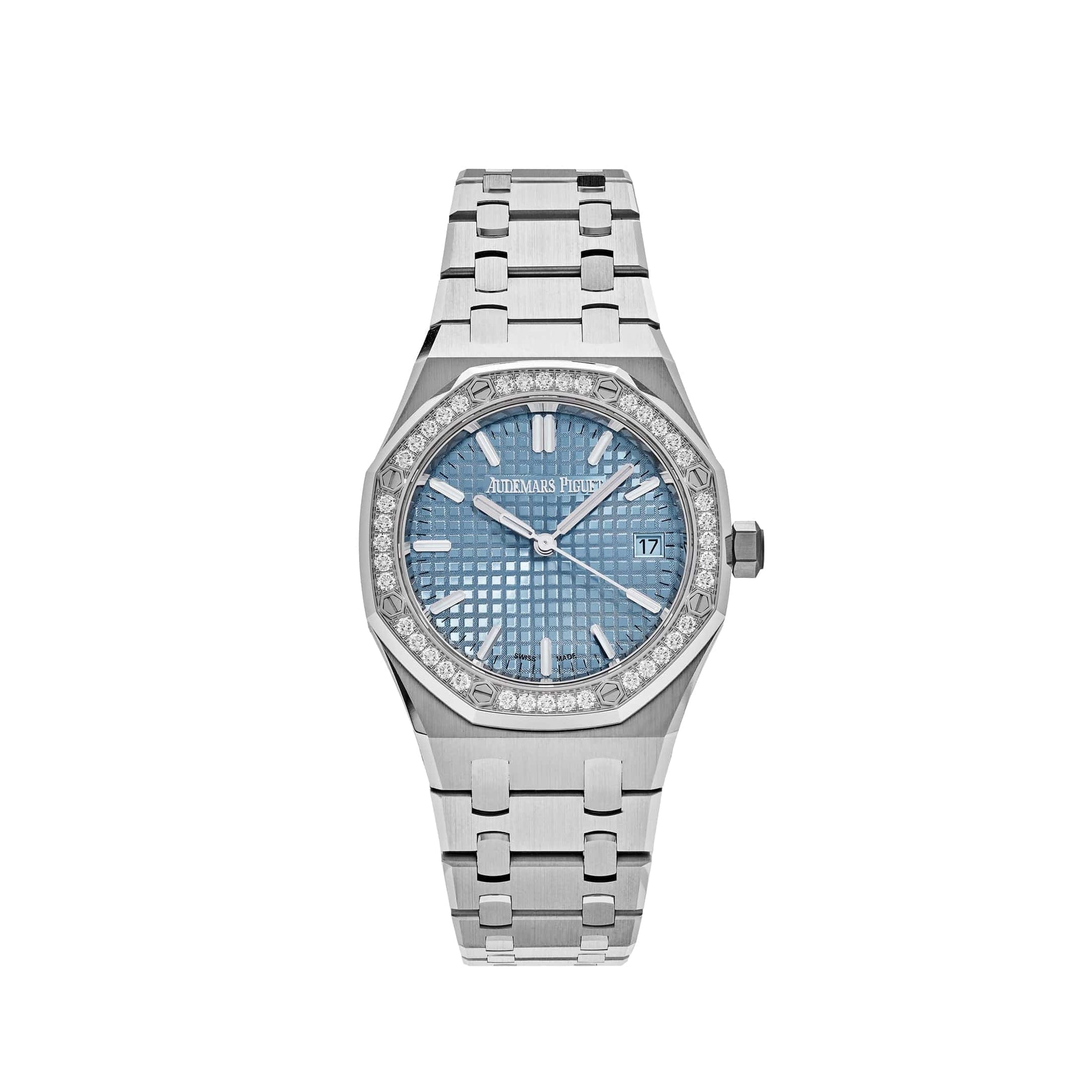 Audemars Piguet Royal Oak 77451ST.ZZ.1361ST.03 'Ladies' Selfwinding Stainless Steel Blue Dial Diamond Bezel (2024) - View 3