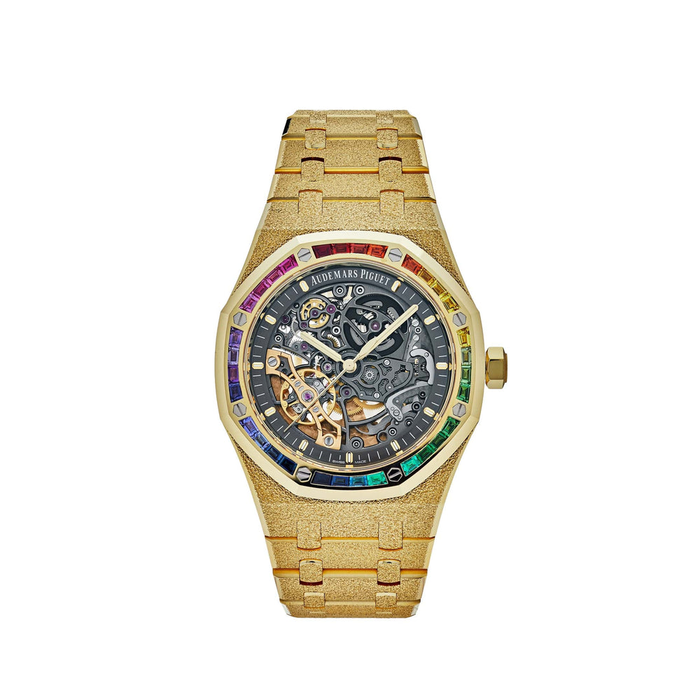 Audemars Piguet Royal Oak 15412BA.YG.1224BA.01 Rainbow Baguette Frosted Yellow Gold Double Balance Wheel - View 4