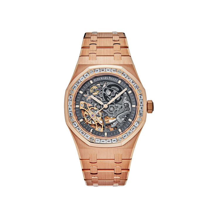 Audemars Piguet Royal Oak 15412OR.ZZ.1220OR.01 Double Balance Wheel Openworked Rose Gold Baguette Bezel (2021) - View 4