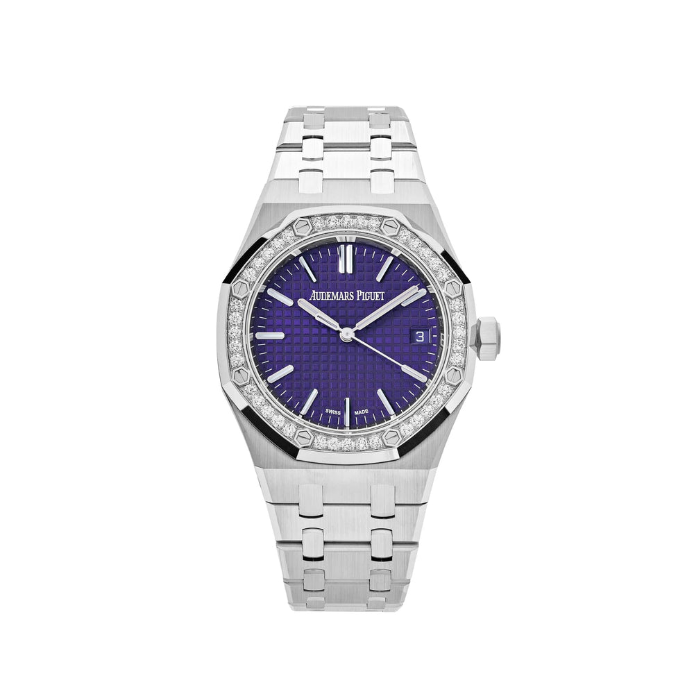Audemars Piguet Royal Oak 15551BC.ZZ.1356BC.02 White Gold Purple Dial Diamond Bezel Special Edition (2023) - View 13