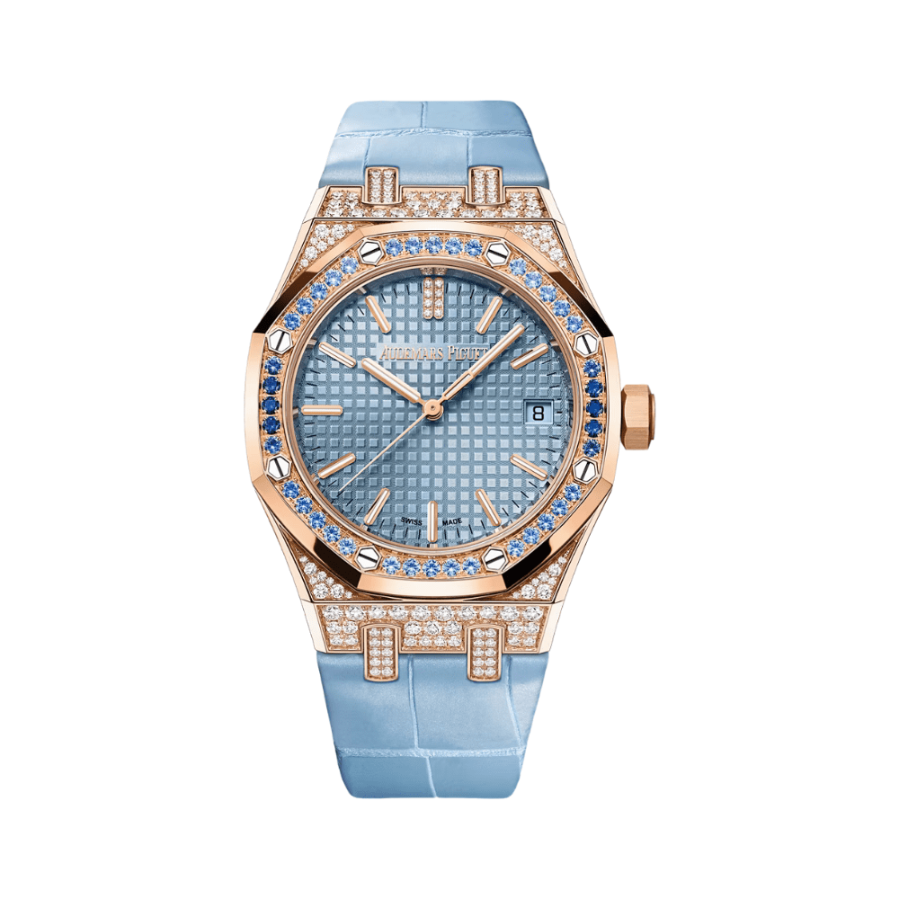 Audemars Piguet Royal Oak 15551OR.ZS.D344CR.01 Diamond and Sapphire Bezel Sapphire and Rose Gold Case Blue Dial - View 3