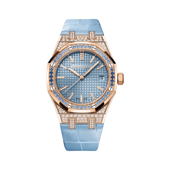 Audemars Piguet Royal Oak 15551OR.ZS.D344CR.01 Diamond and Sapphire Bezel Sapphire and Rose Gold Case Blue Dial - View 3