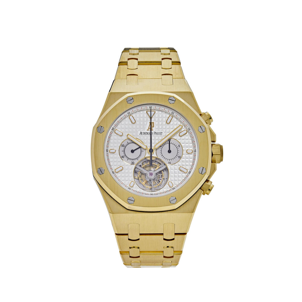Audemars Piguet Royal Oak 25977BA.OO.1205BA.01 Chronograph 'Tourbillon' Yellow Gold Silver Dial (2004) - View 10