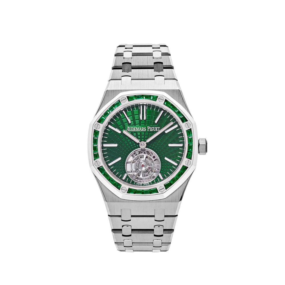 Audemars Piguet Royal Oak 26532IC.EE.1220TI.01 Selfwinding Flying Tourbillon Titanium White Gold Emerald Bezel Limited Edition (2024) - View 12