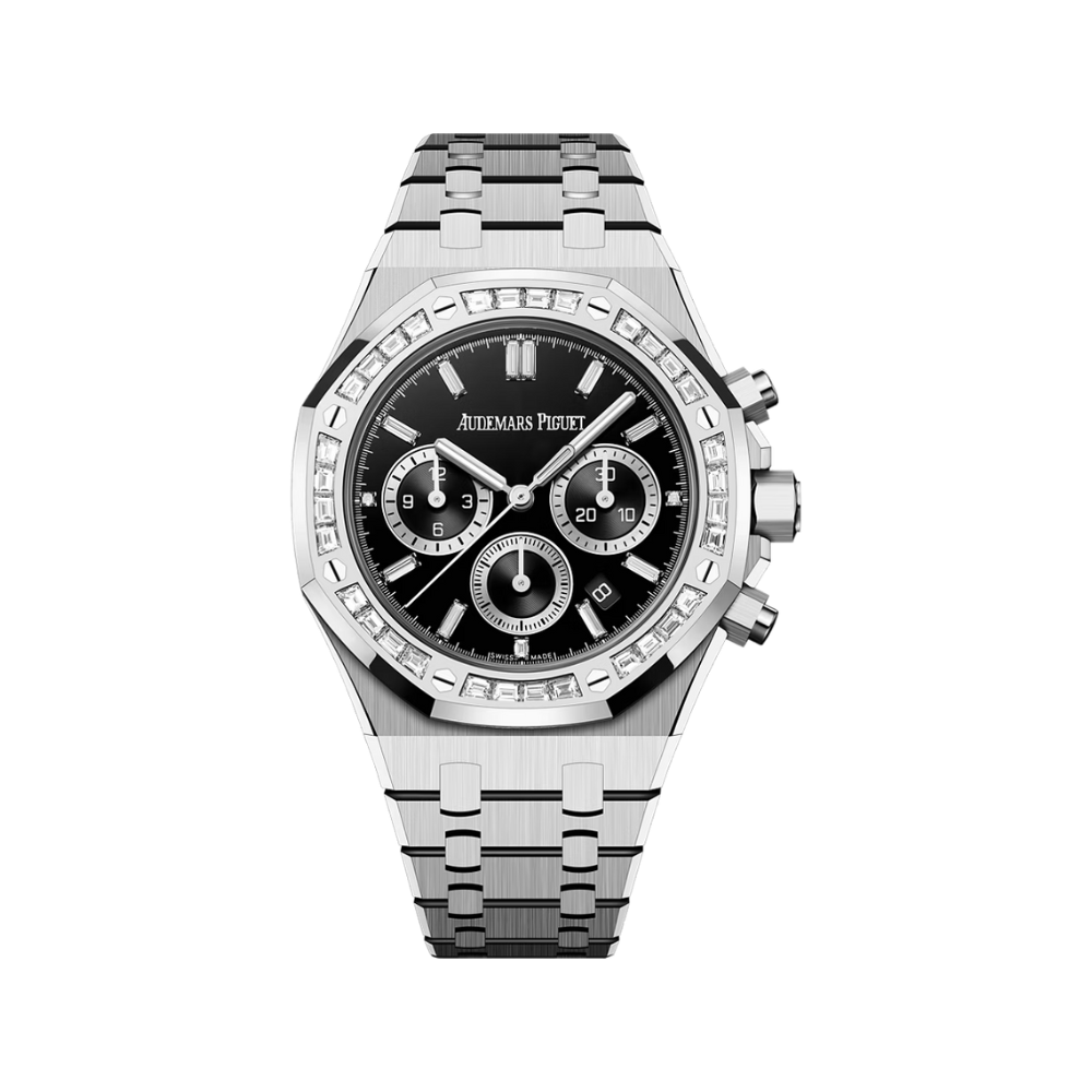 Audemars Piguet Royal Oak Chronograph 26715BC.ZZ.1356BC.02 White Gold Diamond Bezel Black Onyx Dial - View 3