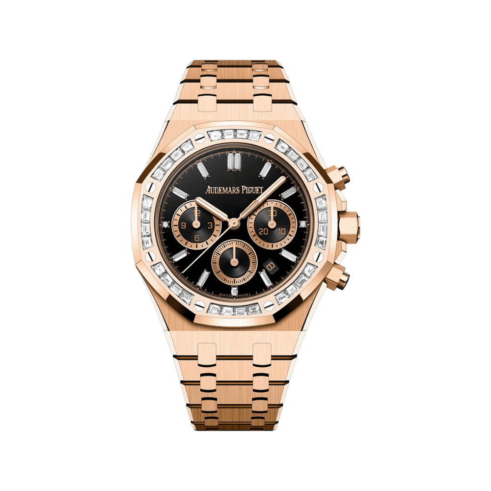 Audemars Piguet Royal Oak Chronograph 26715OR.ZZ.1356OR.02 Rose Gold Diamond Bezel Black Onyx Dial - View 3
