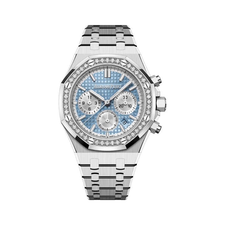 Audemars Piguet Royal Oak Chronograph 26715ST.ZZ.1356ST.01 Stainless Steel Diamond Bezel Light Blue Dial - View 3