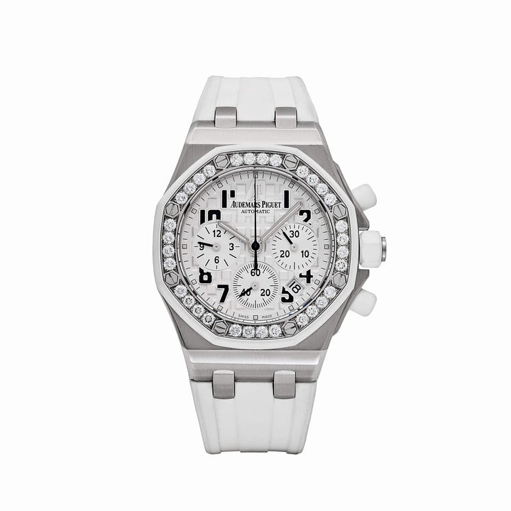 Audemars Piguet Royal Oak Offshore 26048SK.ZZ.D010CA.01 Stainless Steel White Dial Diamond Bezel - View 13