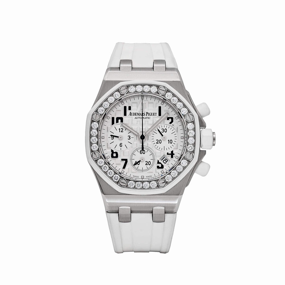 Audemars Piguet Royal Oak Offshore 26048SK.ZZ.D010CA.01 Stainless Steel White Dial Diamond Bezel - View 13