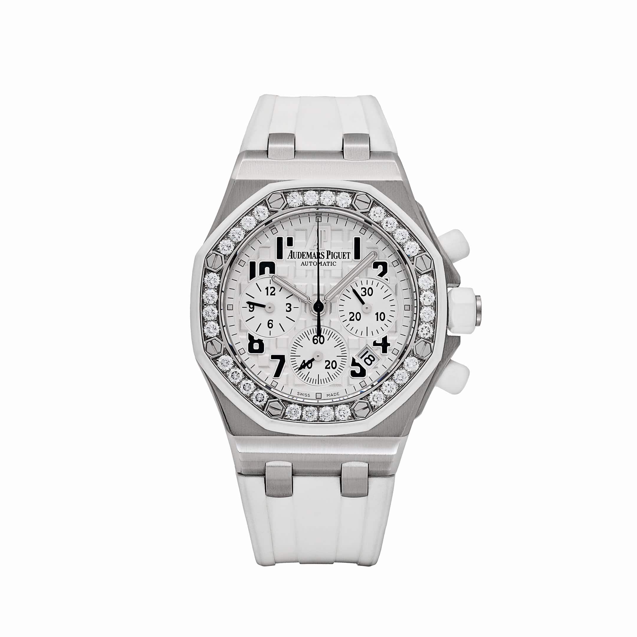 Audemars Piguet Royal Oak Offshore 26048SK.ZZ.D010CA.01 Stainless Steel White Dial Diamond Bezel - View 13