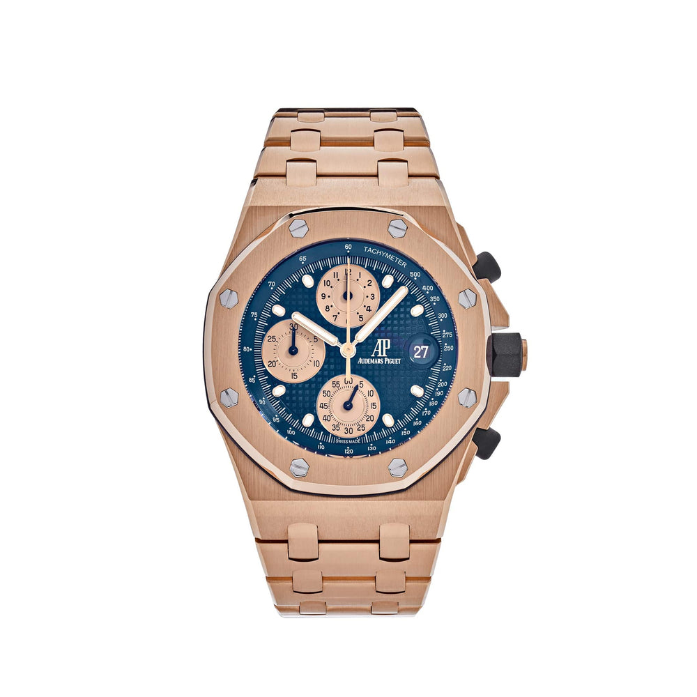 Audemars Piguet Royal Oak Offshore 26238OR.OO.2000OR.01 Chronograph 'Brick' Rose Gold Blue Dial - View 13