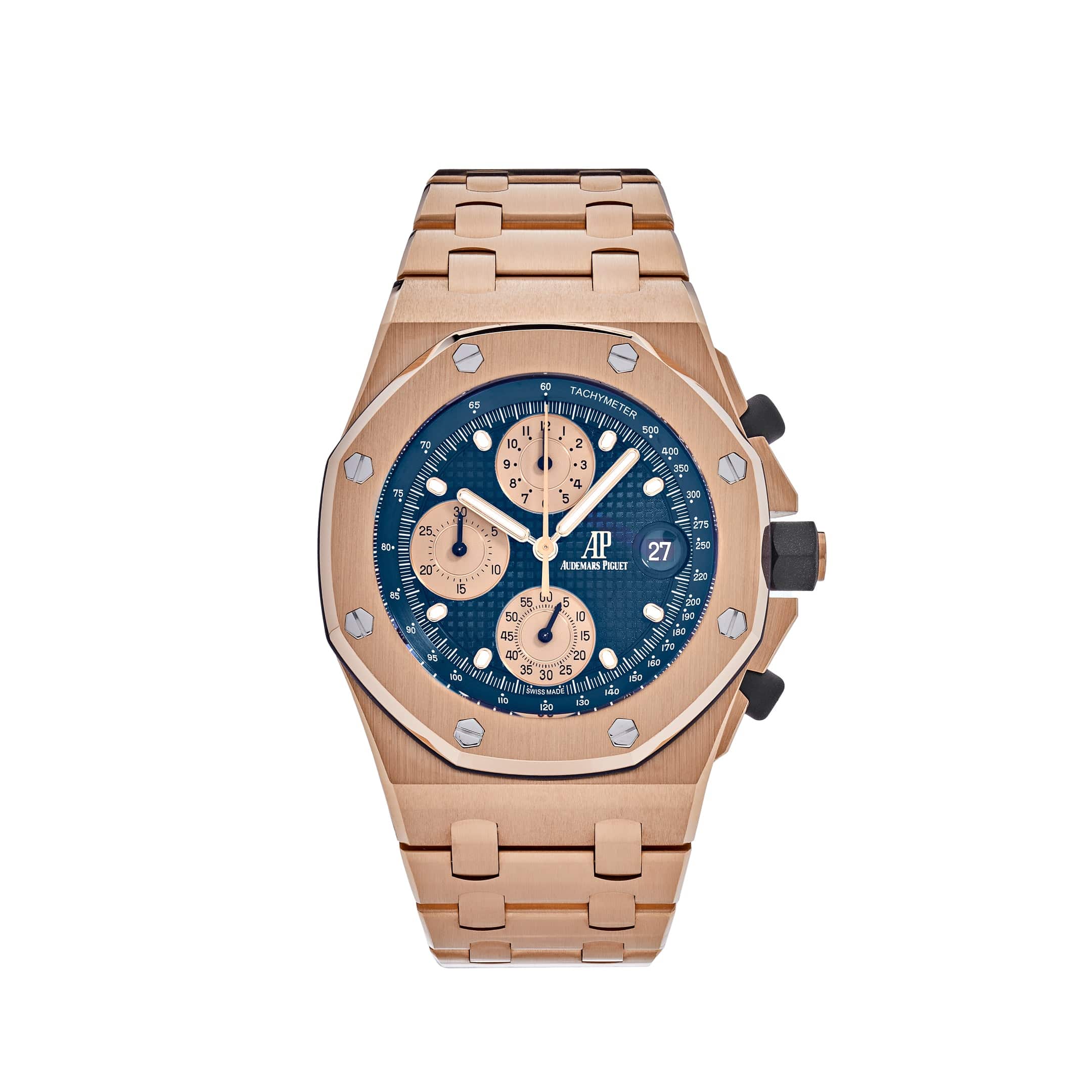 Audemars Piguet Royal Oak Offshore 26238OR.OO.2000OR.01 Chronograph 'Brick' Rose Gold Blue Dial - View 13