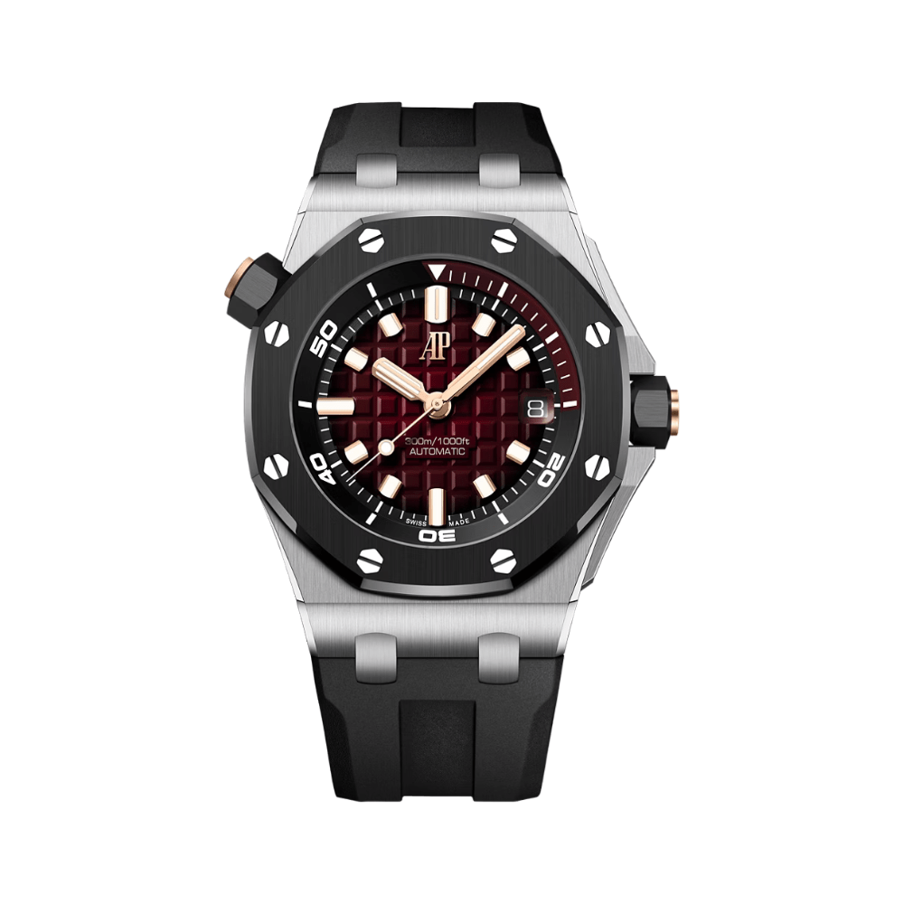 Audemars Piguet Royal Oak Offshore Diver 15720CN.OO.A002CA.02 Smoked Red Dial White Gold - View 3