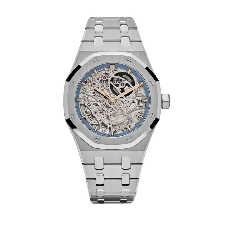 Audemars Piguet Royal Oak Openworked 15467BC.OO.1256BC.01 Double Balance Wheel White Gold Light-Blue Inner Bezel - View 13