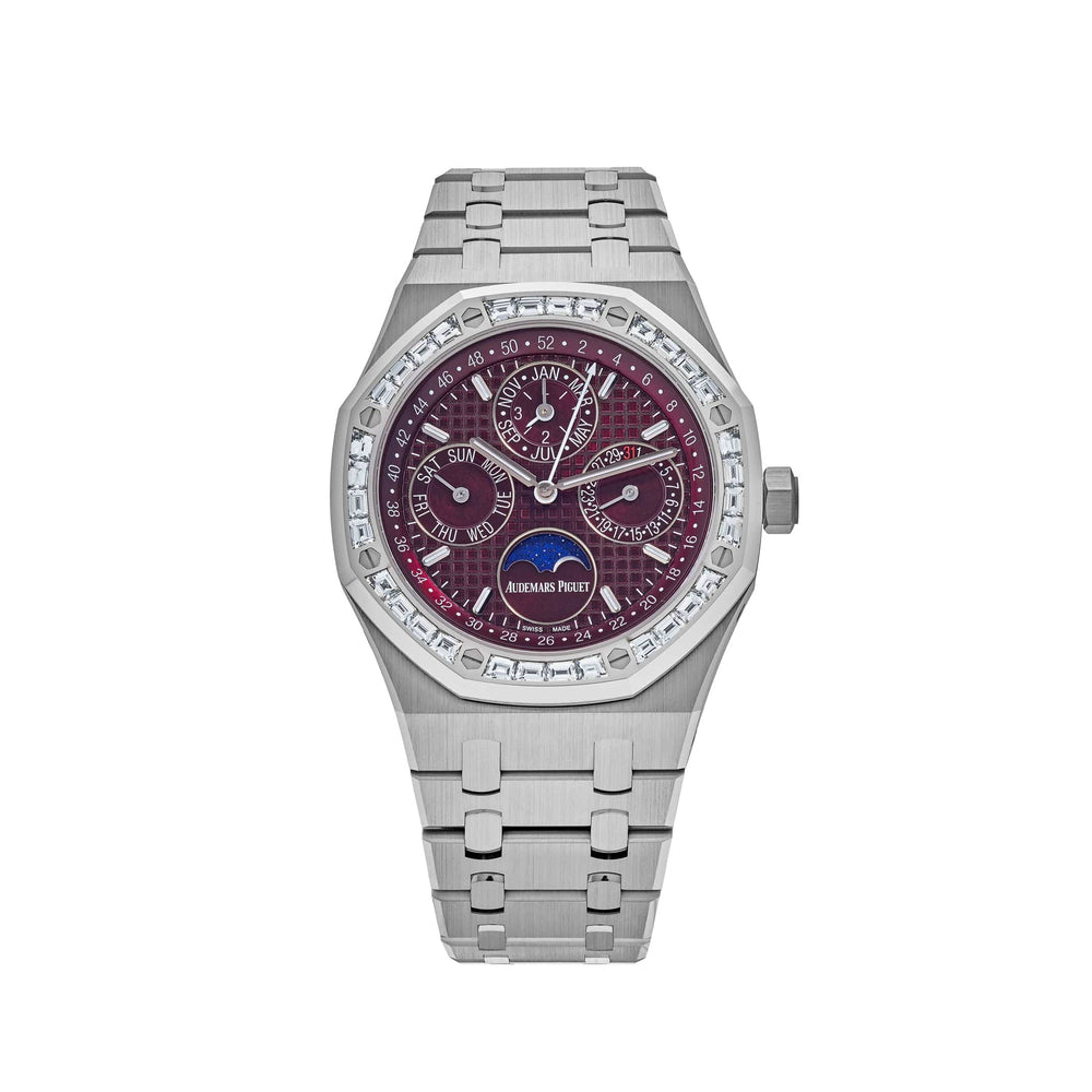 Audemars Piguet Royal Oak Perpetual Calendar 26598BC.ZZ.1220BC.01 'Special Edition' White Gold Burgundy Dial Diamond Bezel (2024) - View 12