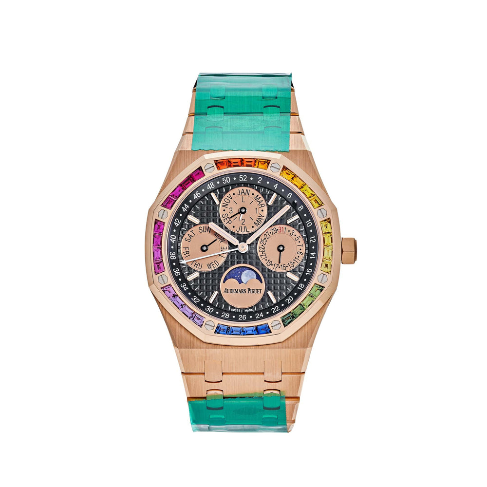 Audemars Piguet Royal Oak Perpetual Calendar 26614OR.YY.1220OR.01 Rose Gold Rainbow Bezel Black Dial Limited Edition - View 4