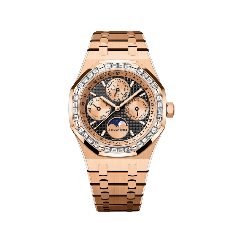 Audemars Piguet Royal Oak Perpetual Calendar 26614OR.ZZ.1220OR.01 Rose Gold Diamond Bezel Black Dial - View 3