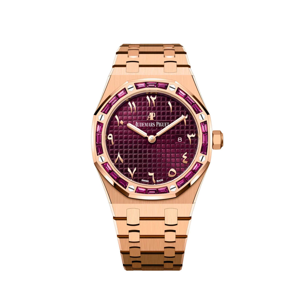 Audemars Piguet Royal Oak Quartz 67656OR.GR.1261OR.01 'Ladies' 'Special Edition' Rose Gold Burgundy Dial Garnet Bezel - View 2