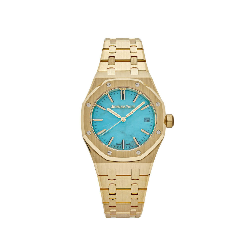 Audemars Piguet Royal Oak Selfwinding 15550BA.OO.1356BA.01 Yellow Gold Blue Turquoise Dial - View 13