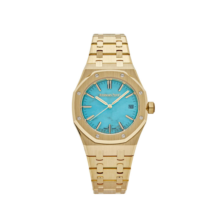 Audemars Piguet Royal Oak Selfwinding 15550BA.OO.1356BA.01 Yellow Gold Blue Turquoise Dial - View 13