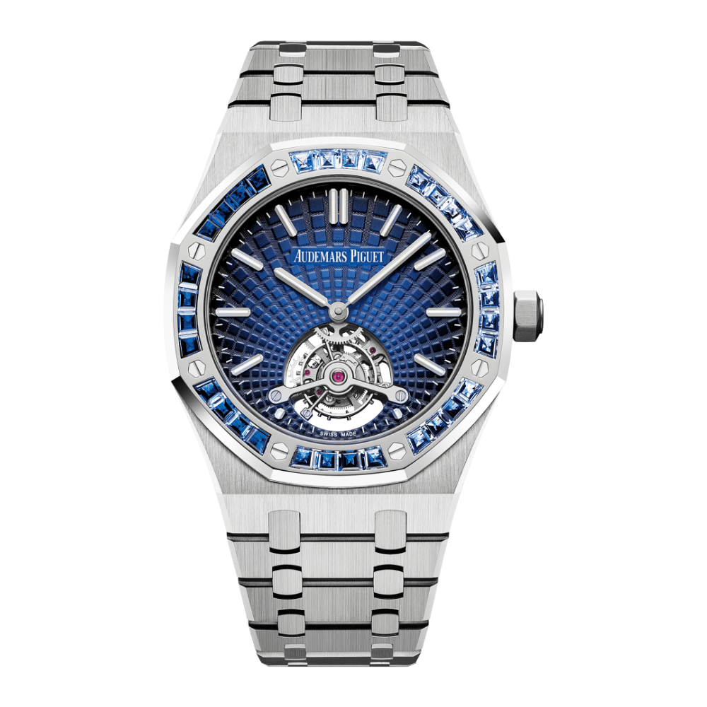 Audemars Piguet Royal Oak Tourbillon Extra Thin Platinum Baguette Bezel Blue Dial 26521PT.YY.1220PT.01 - View 2