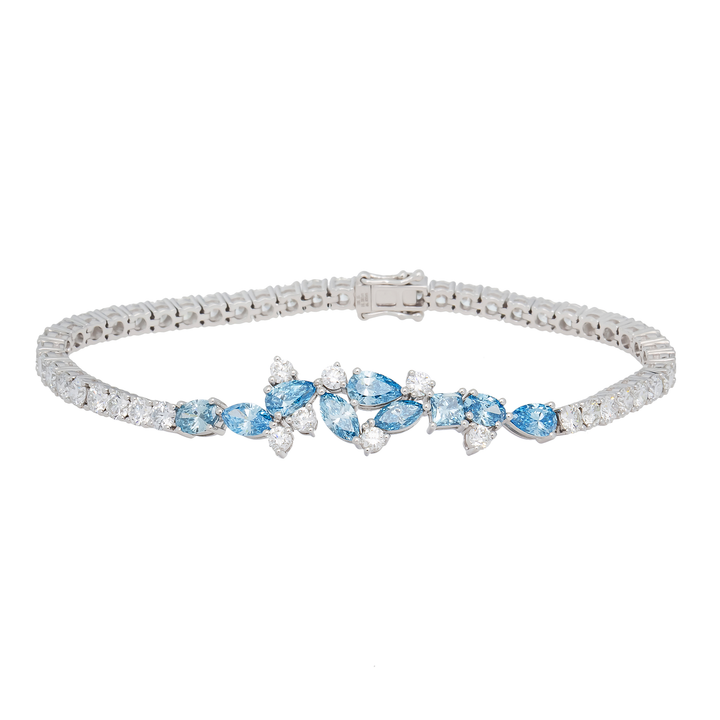 Pulsera de diamantes azules y blancos