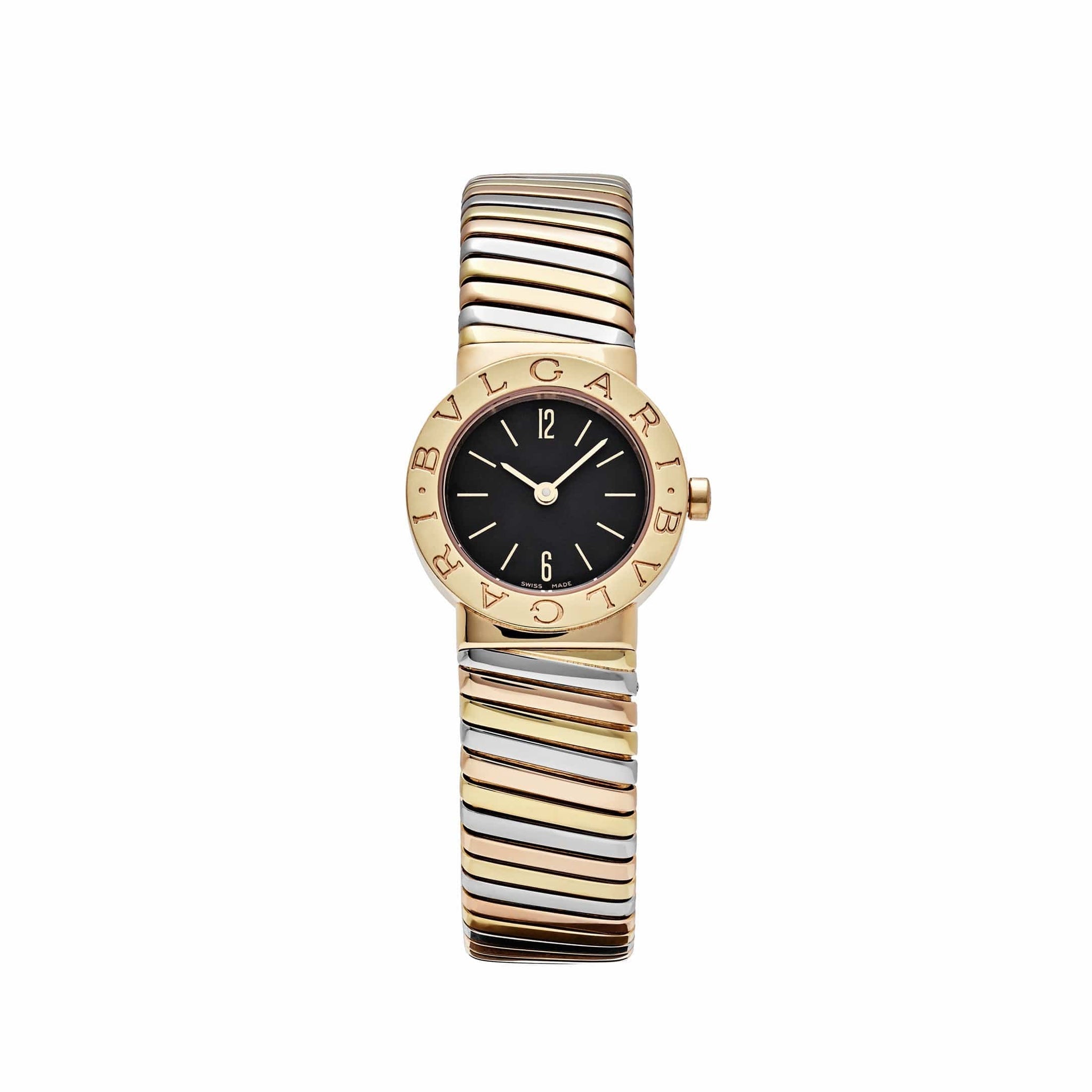 BVLGARI Tubogas BB232T 1 Row Tri Color Black Dial Quartz - View 7