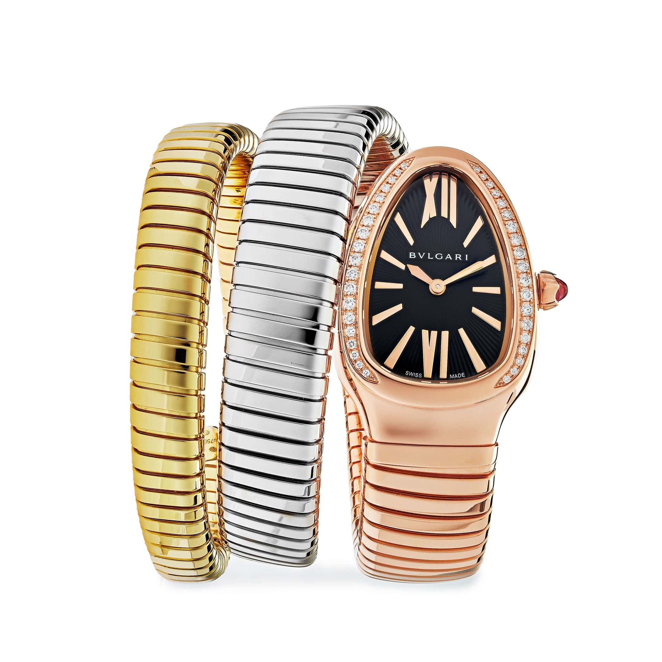 BVLGARI Serpenti Tubogas Watch 102948 Three-Tone Double Spiral Diamond Bezel - View 6