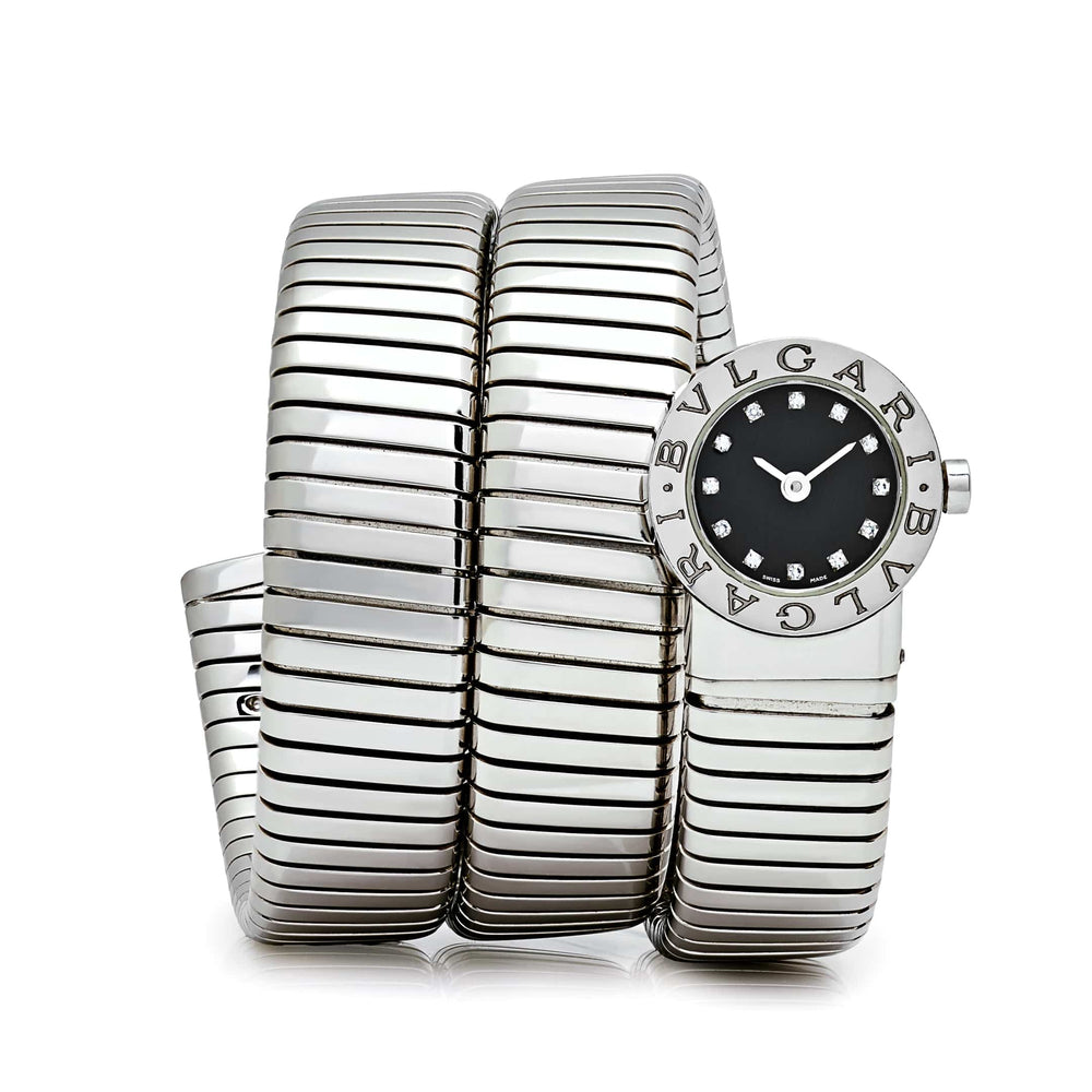 BVLGARI Tubogas BB191TS 3 Row Stainless Steel Diamond Dial Quartz - View 8
