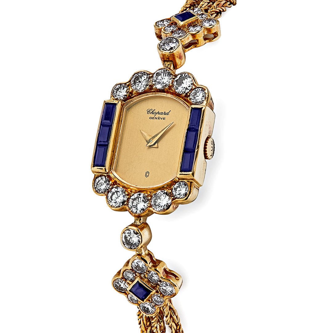 Chopard Vintage 'Ladies' Yellow Gold Blue Sapphire Diamond Watch - View 10