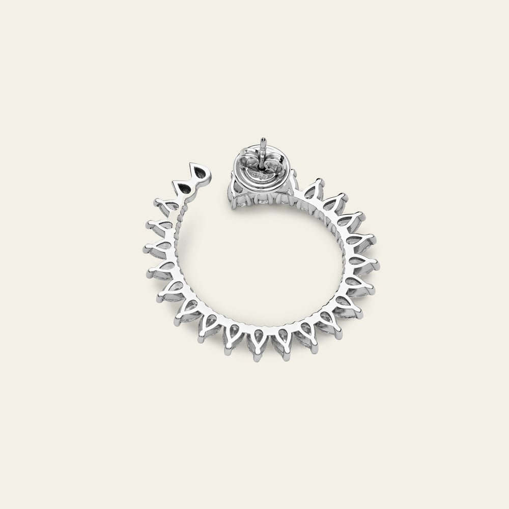 White Gold Pear Shape Diamond Circle Stud Earrings - View 4